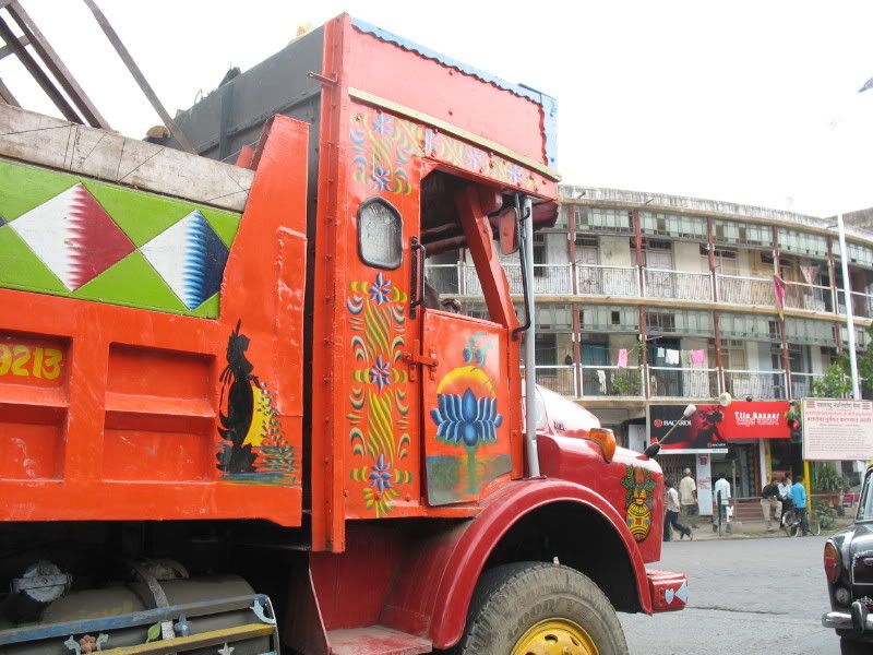 Ordinary Truck Art on a highway A wide angle view of India